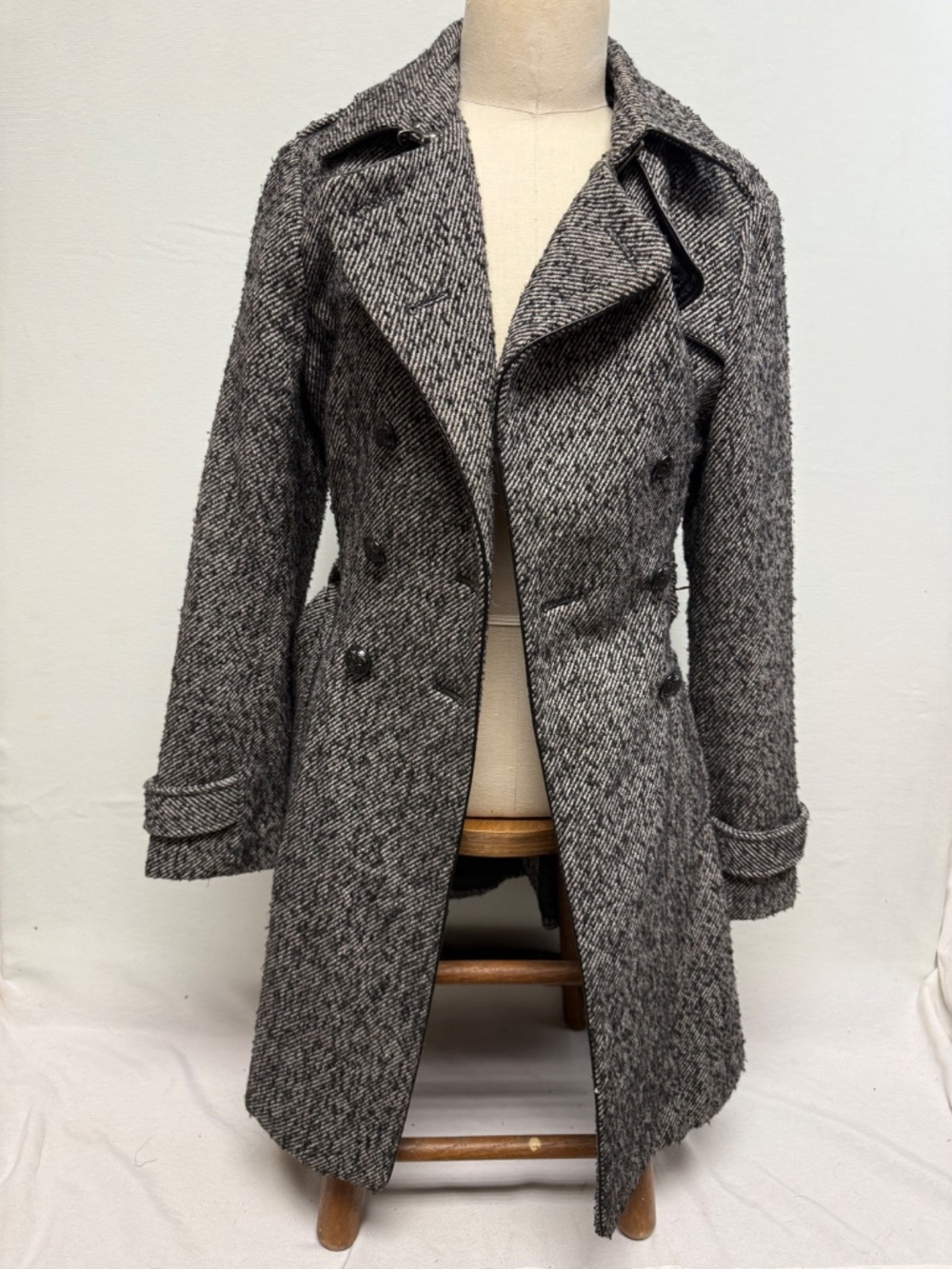 Black and White Woven Trench Coat Banana Republic Size M - Picture 2 of 6